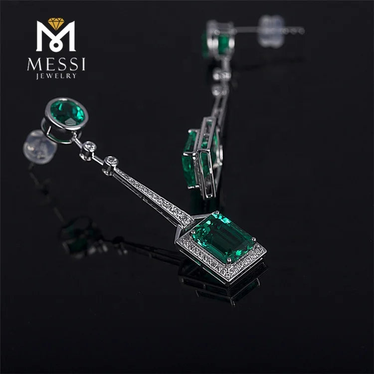 Messi Jewelry Gold Earrings Woman Jewelry 14k Gold  Zambia Emerald Long Earring