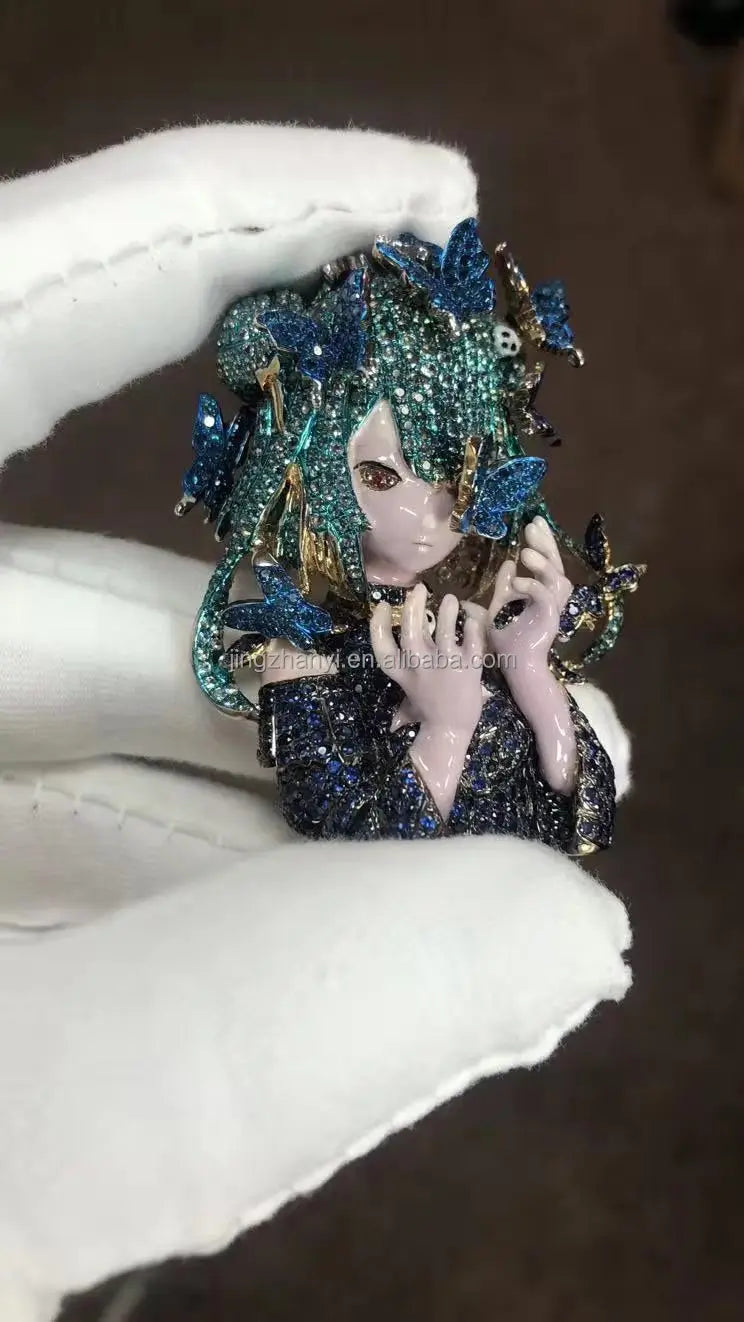 Hip Hop Jewelry Customization Made of 14K Gold Diamond Men's Pendant Painting Enamel Jewelry Customization
