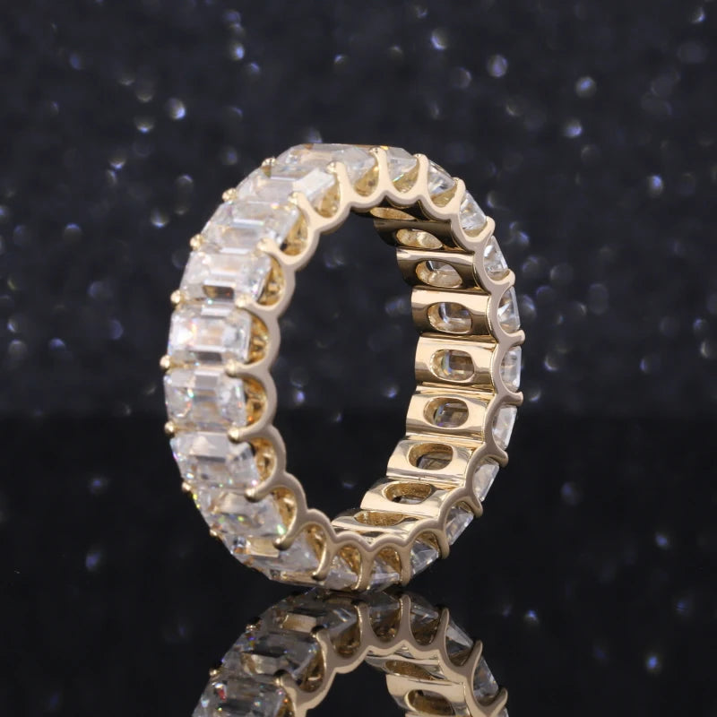 14k Gold Jewelry Wholesale Ring Emerald Cut Original Moissanite Gold Eternity Ring Engagement Solid Gold Gemstone Ring