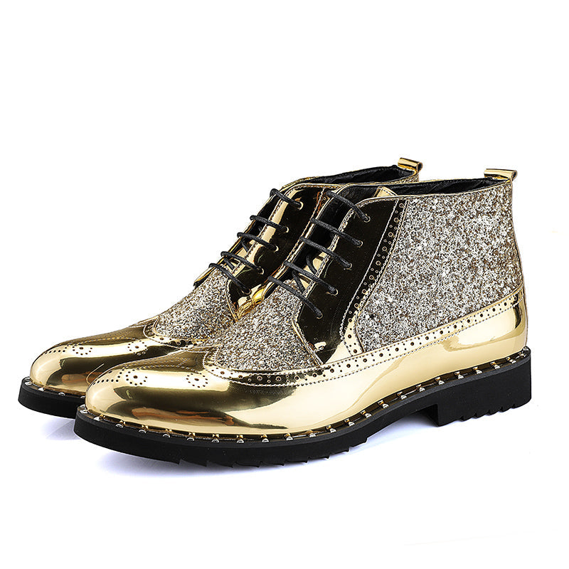 Boots Gold Wedding Dress Shoes Men's