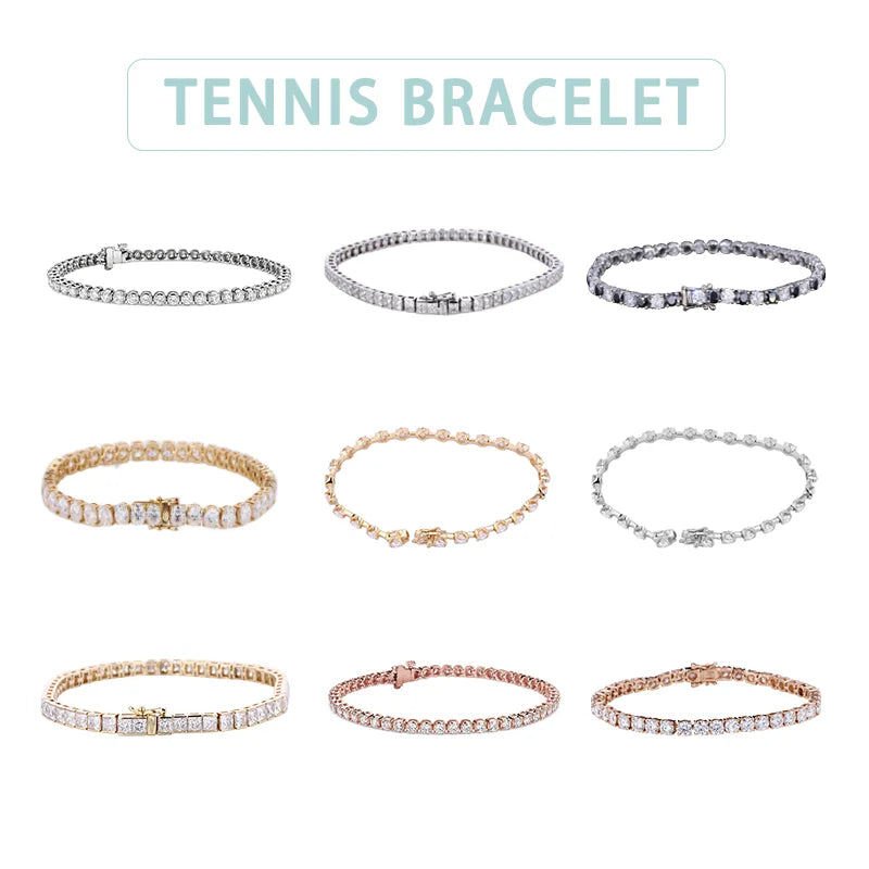 Sparkle 14k Gold Customized Men Women Moissanite Round Tennis Bracelet Jewelry