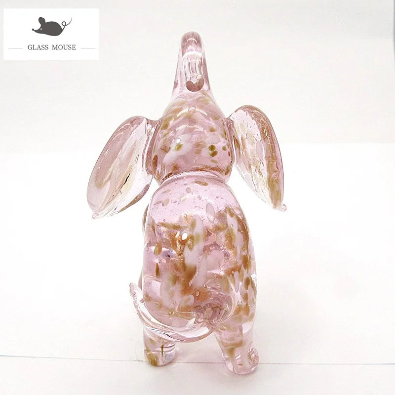 Pink Glass Elephant Art Figurine Ornaments European Style High Grade Gifts Home Decor Cute Handmade Animals Small Statues