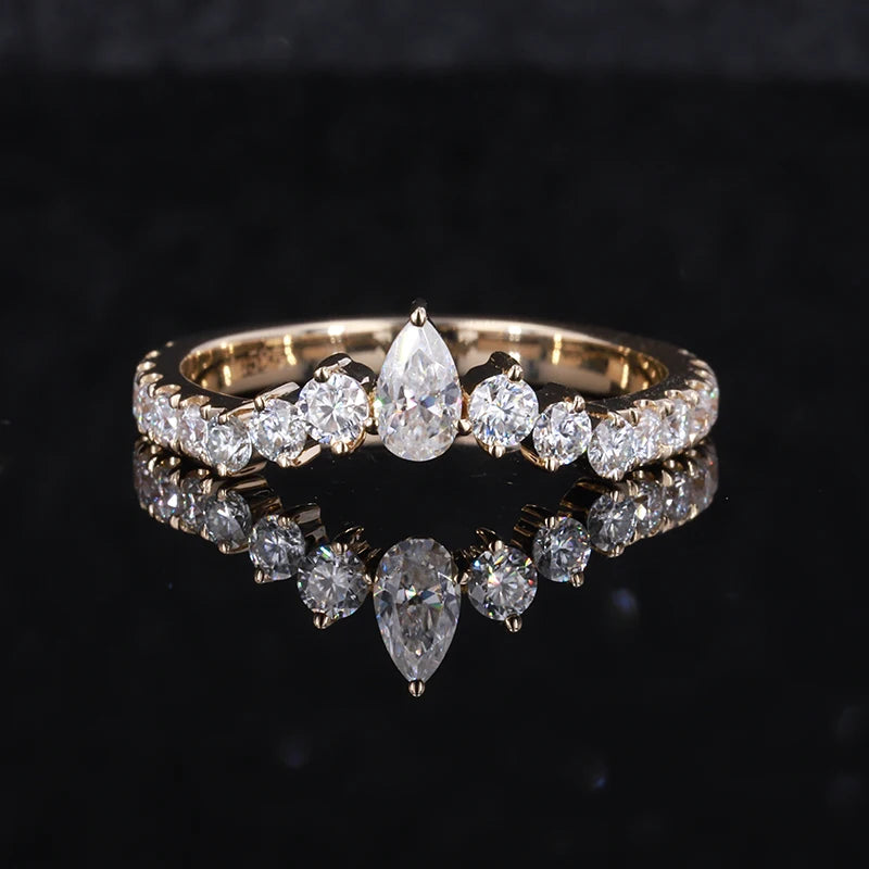 New Coming 14k Gold Basic Design Yellow Ring Synthetic  Moissanite Jewelry  Rings