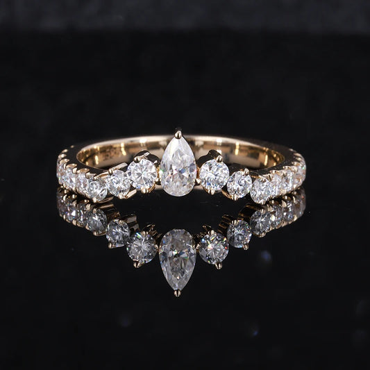 New Coming 14k Gold Basic Design Yellow Ring Synthetic  Moissanite Jewelry  Rings
