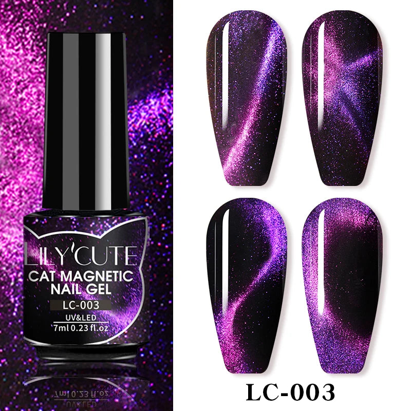 LILYCUTE 7ml Reflective Glitter Cat Magnetic Gel Nail Polish Semi permanent Soak Off UV LED Varnish Nail Supplies