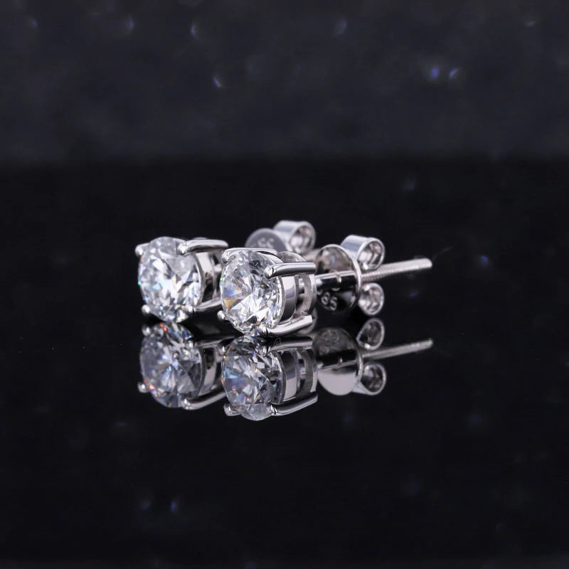 Starsgem 14k Gold 4 Prongs 0.5ct Round Brilliant Cut Lab Grown Diamond Earrings