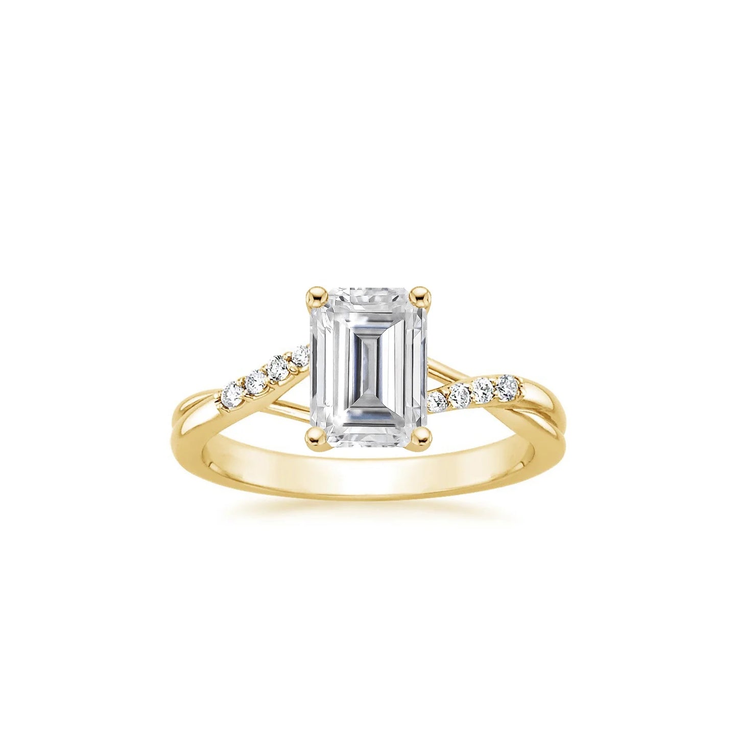 Fancy Rhodium Plated Rose Gold Emerald Cut 8*6mm 2.0ct Moissanite Engagement Wedding Ring for Women Anniversary Party Jewelry