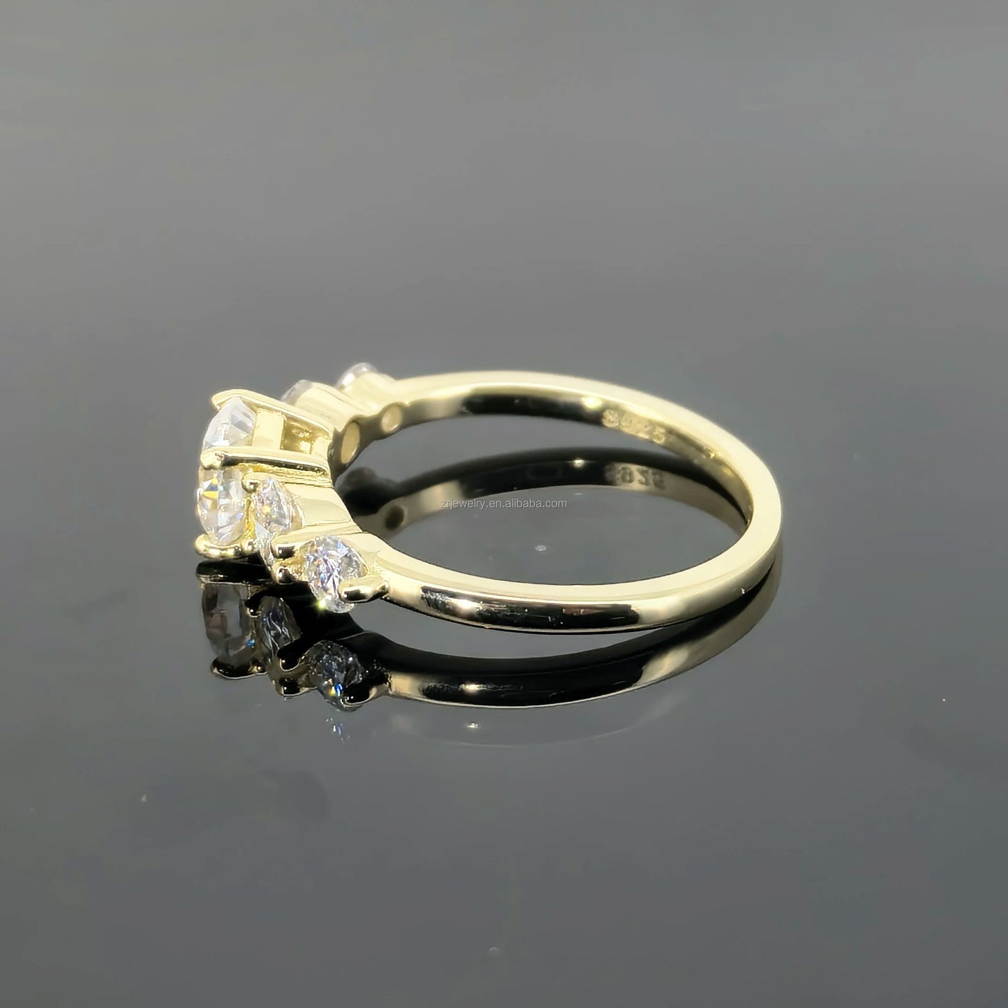 Classic S925 Silver Sterling Total Moissanite Jewelry Rings 1ct Round Cut Gold Diamond Wedding Moissanite Ring