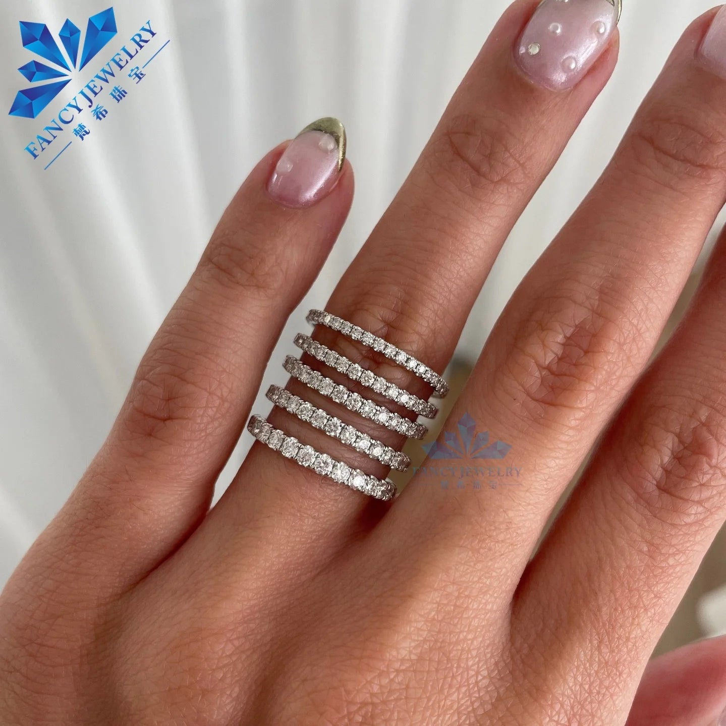 Wholesale Price Fine Jewelry 14K Gold Prong Setting Round Shape 1.6mm - 3.5mm Moissanite Diamonds Ring for Women Gift