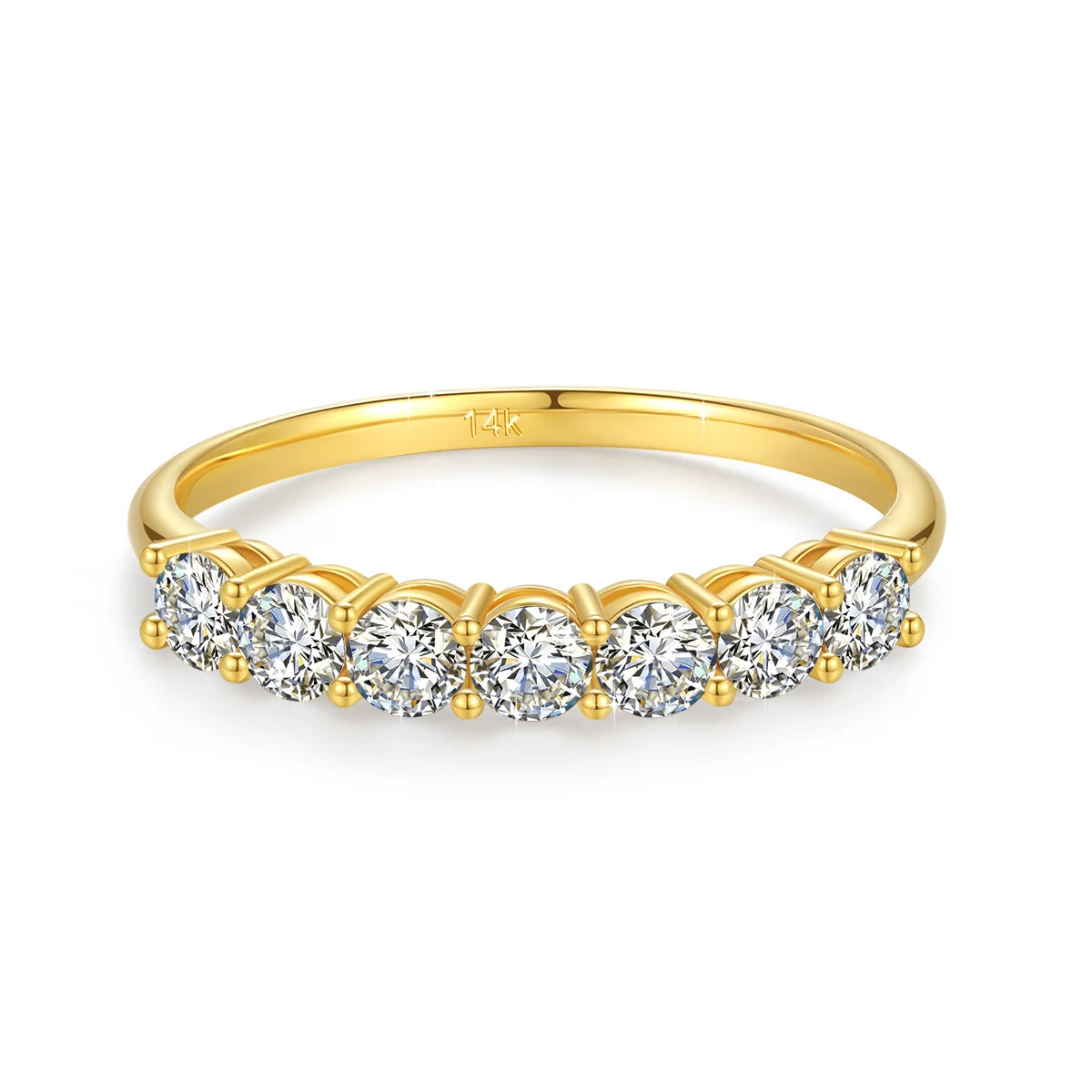 Woman Fine Gold Jewelry Engagement Wedding Mini 7 Moissanite Diamonds Hollow 14K Real Gold Ring