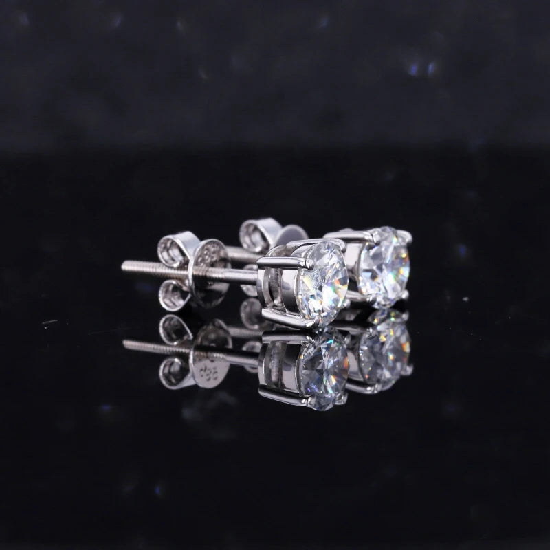 Starsgem 14k Gold 4 Prongs 0.5ct Round Brilliant Cut Lab Grown Diamond Earrings