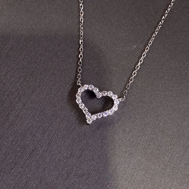 New Simple 18k Solid Gold Jewelry 14k Gold Om Heart Shape Pendant Yellow Gold Necklace