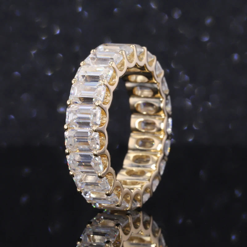 14k Gold Jewelry Wholesale Ring Emerald Cut Original Moissanite Gold Eternity Ring Engagement Solid Gold Gemstone Ring