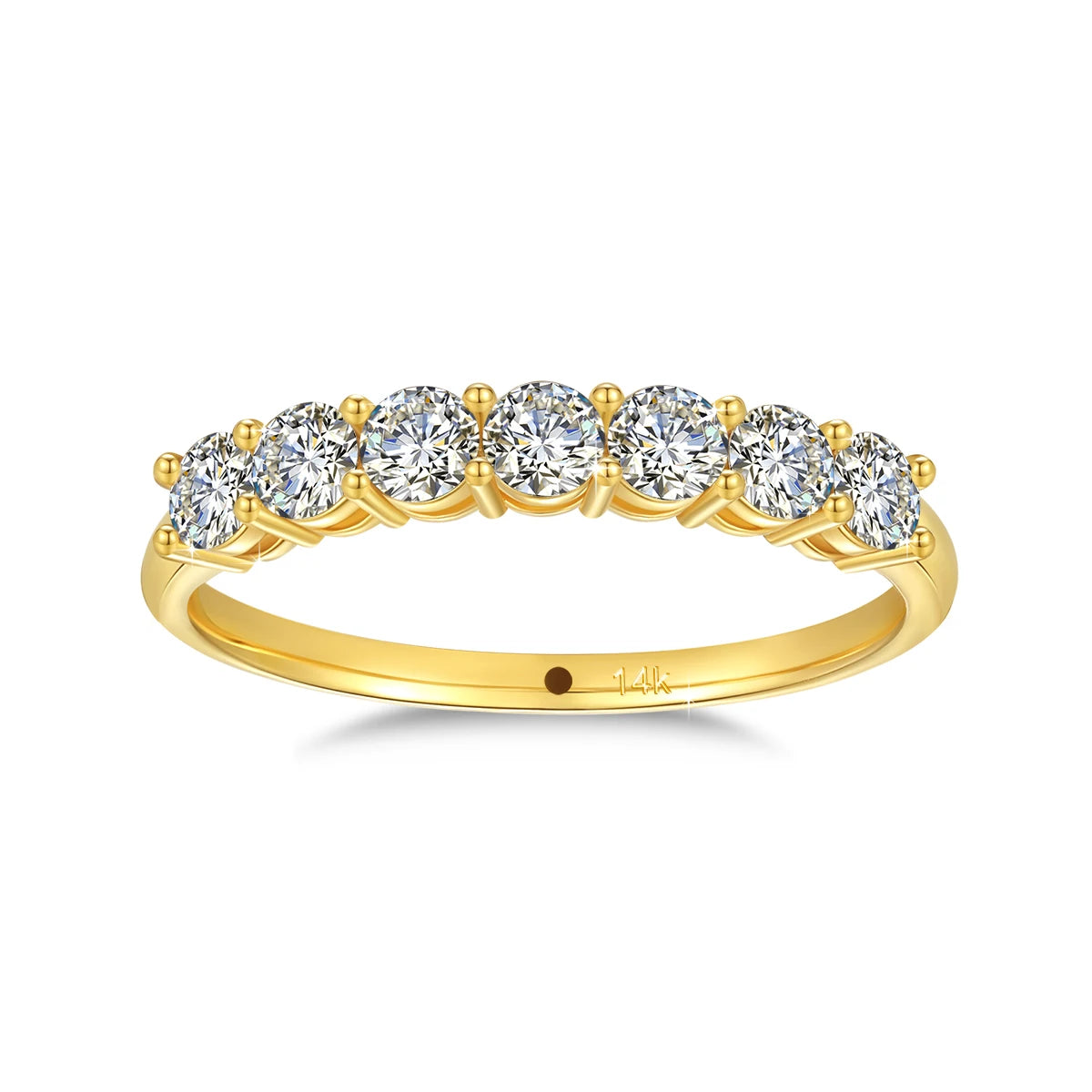 Woman Fine Gold Jewelry Engagement Wedding Mini 7 Moissanite Diamonds Hollow 14K Real Gold Ring