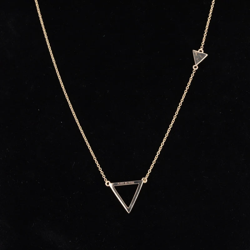 Starsgem Hot Selling 14K Gold 1.5mm Round Cut Lab Grown Diamond Chain Link Triangle Style  Pendant Necklace