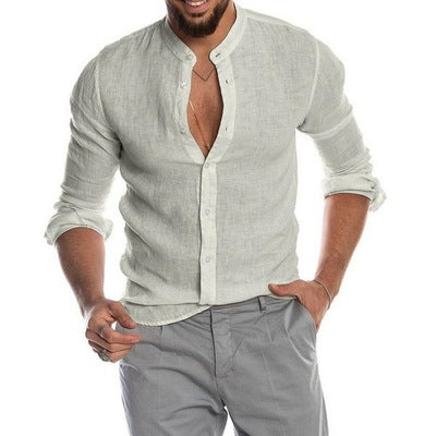 Cotton Linen Shirt Short Sleeve Casual Men's