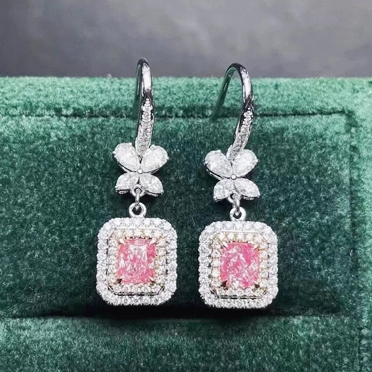 2022 Sgarit Fashion Fine Jewelry Manufacturer Custom Jewelry 14K Gold Pink Moissanite Jewellery Drop Wedding Earrings