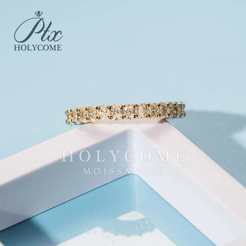 Wedding Band Ring With Oval Cut Moissanite Diamond Ring CertificatedReddit Hot Sell Fine Jewelry 14K Gold Ring Holycome Jewelry