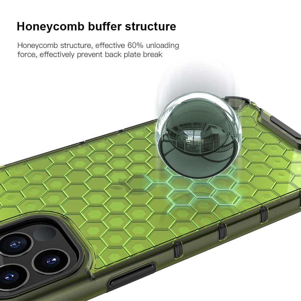 Ultra-Protective Phone Case Shockproof Case for iPhone 12 Mini 12 Pro 11 Pro Max 6s Plus Honeycomb Phone Cover for iPhone SE 7 8 XR XS Max Shock Absorption Protection Shockproof Soft Material Protective Case Suitable for iPhone