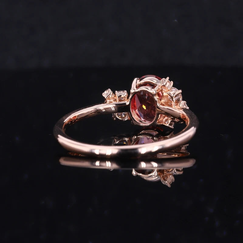 Starsgem Oval Cut Lab Diamond Gemstone Papalacha Wedding Women Ring 14k Gold Purity Rings