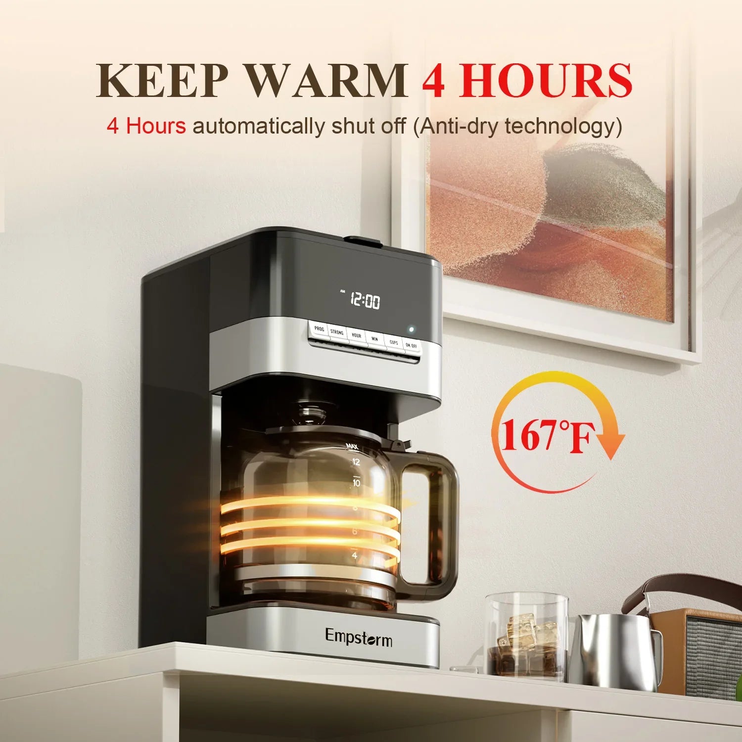 1.8L Visible Water Window Electric Drip Coffee Maker Semi-Auto for Office Use-4