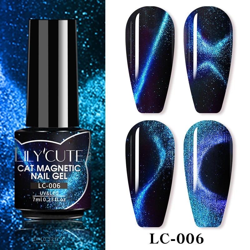LILYCUTE 7ml Reflective Glitter Cat Magnetic Gel Nail Polish Semi permanent Soak Off UV LED Varnish Nail Supplies