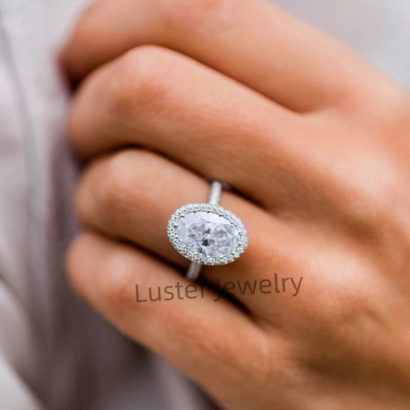 Luster Engagement Trendy Shape D White 10K Jewelry 18k Moissanite Women's 14k Gold Finger Ring