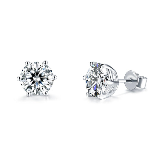 Classic 14k Gold 6 Claws Stud Earrings IGI CVD HPHT Lab Grown 1ct D VVS1 Diamonds High Quality Dazzling Diamond Jewelry