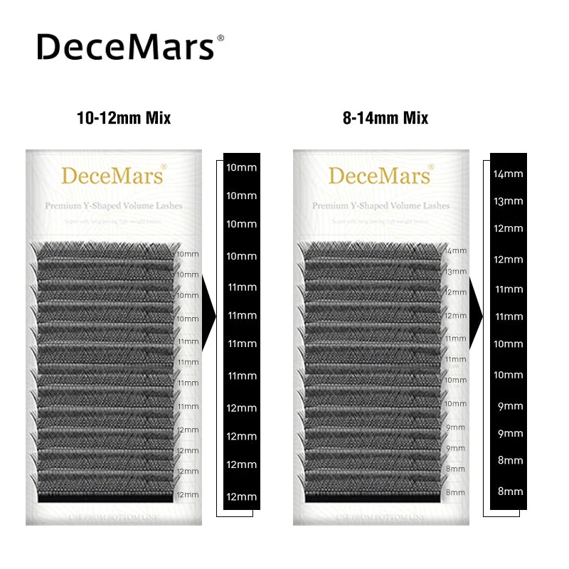 DeceMars YY Shape  Black Brown Eyelashes Extensions Two Tip Lashes C/D Curl High Quality Individual