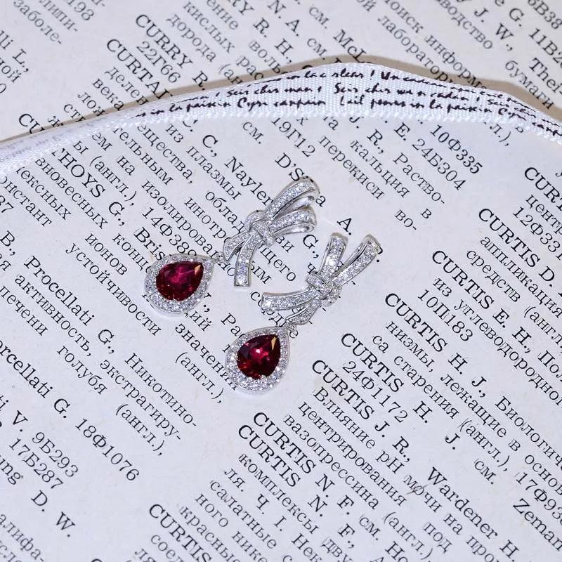 Luxury Designer 18K & 14K Gold Gemstone Earrings Lab Grown Ruby & Diamond Jewelry
