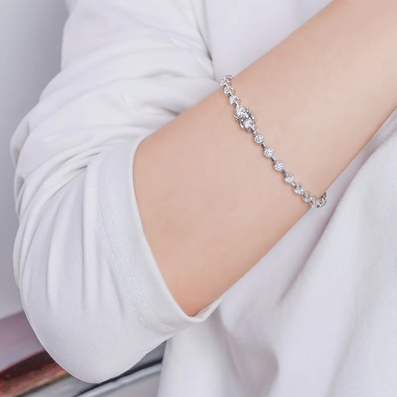 Sparkle 14k Gold Customized Men Women Moissanite Round Tennis Bracelet Jewelry