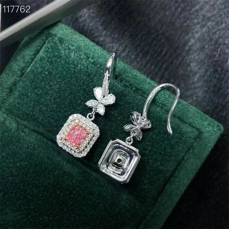 2022 Sgarit Fashion Fine Jewelry Manufacturer Custom Jewelry 14K Gold Pink Moissanite Jewellery Drop Wedding Earrings