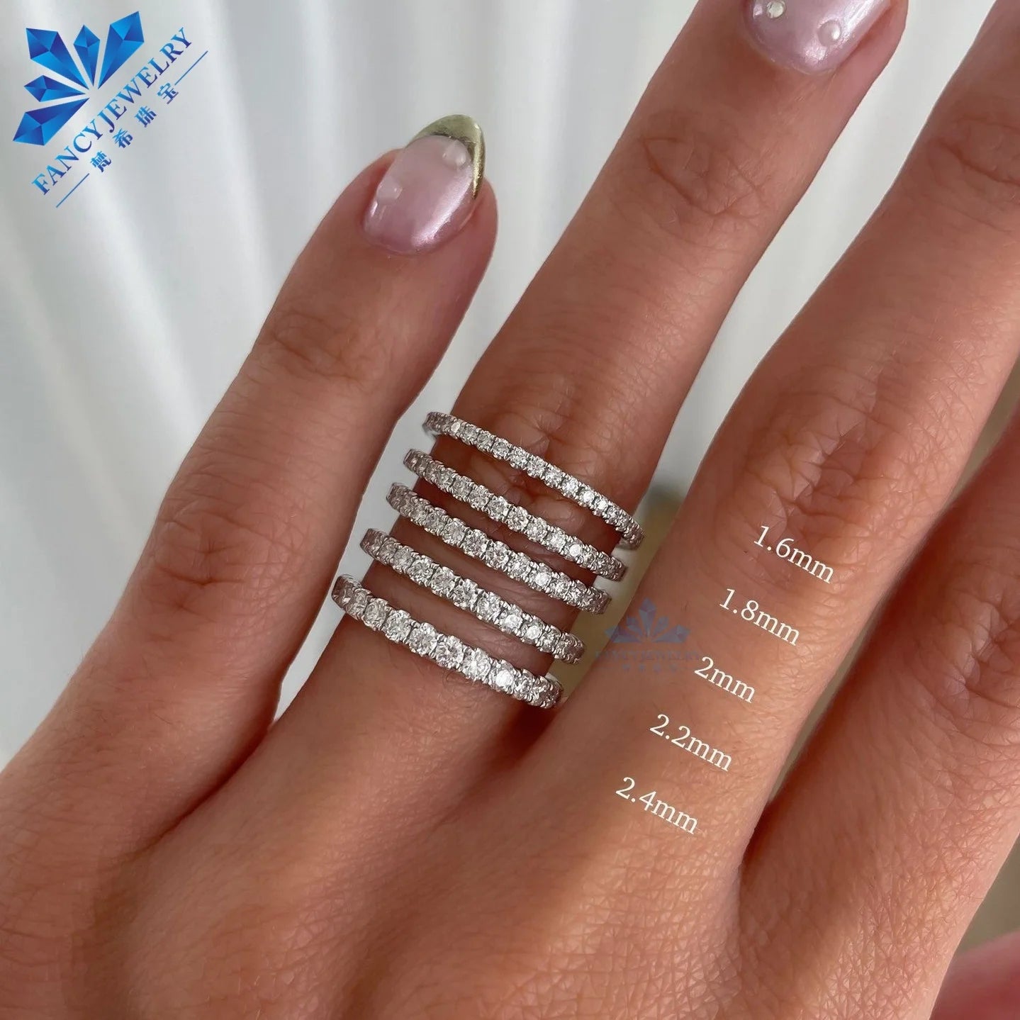 Wholesale Price Fine Jewelry 14K Gold Prong Setting Round Shape 1.6mm - 3.5mm Moissanite Diamonds Ring for Women Gift