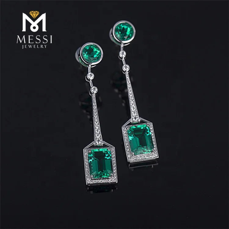Messi Jewelry Gold Earrings Woman Jewelry 14k Gold  Zambia Emerald Long Earring