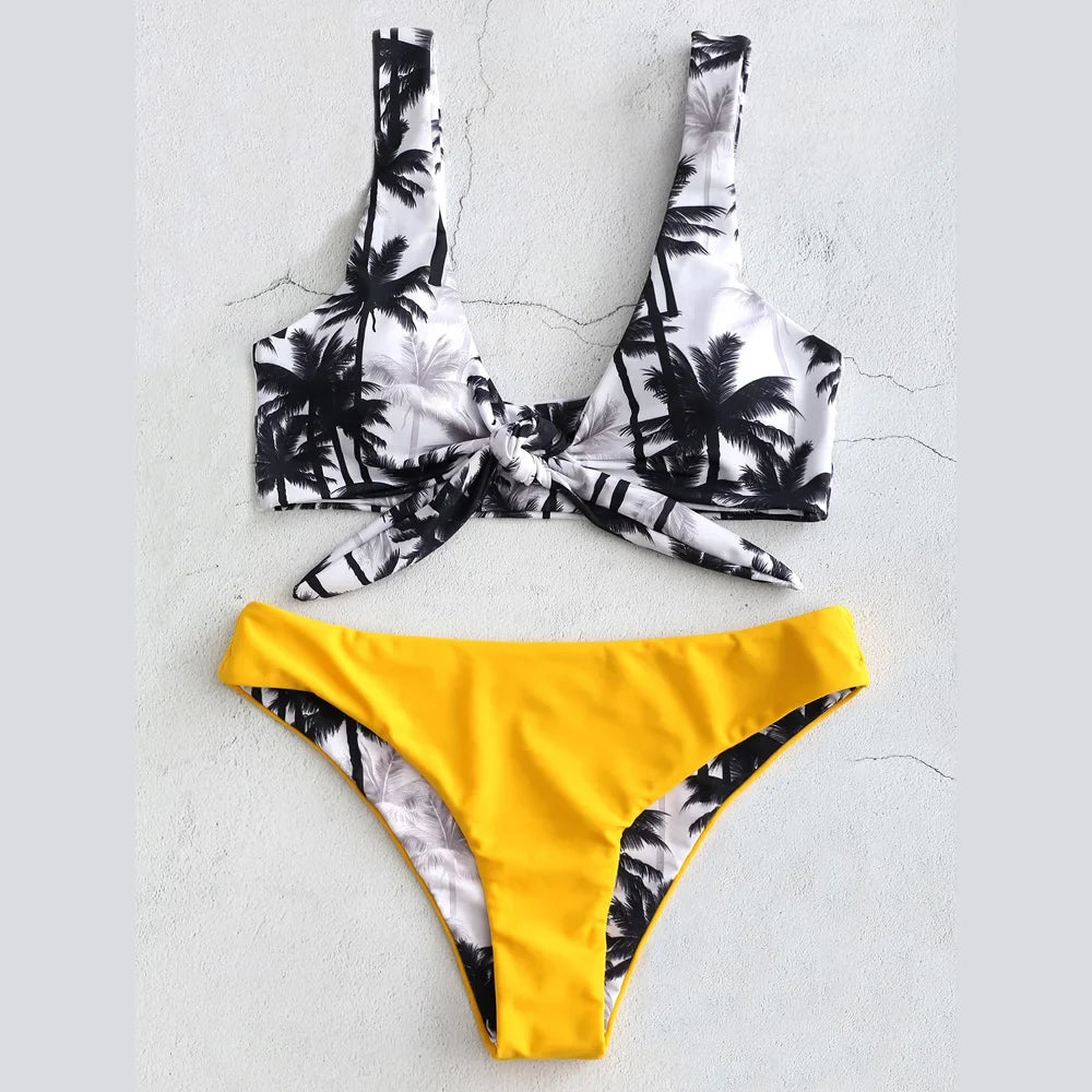 Sunflower Printed Bikini Set Sexy Swimwear Women 2021 Mujer Push Up Padded Biquini Bathers Bandage Bathing Suit Swimsuit Bikini