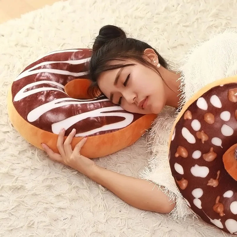 3D Cute Donuts Pillow Chocolate Donuts Plush Macaron Food Cushion Nice Bottom Cushion Nap Pillow Decorative cushion Home textile