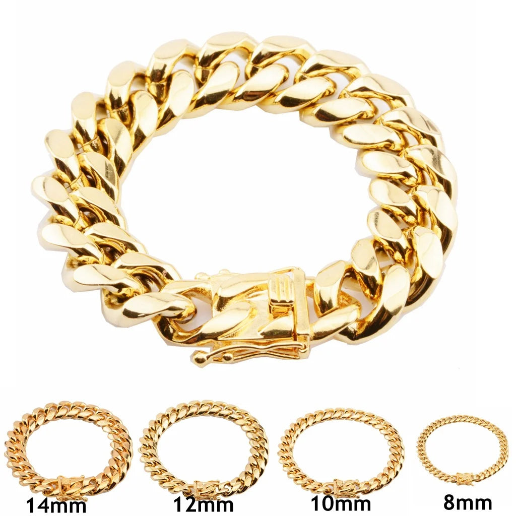 Hip Hop 24k Gold Plated Custom Cuban Link Miami Necklace