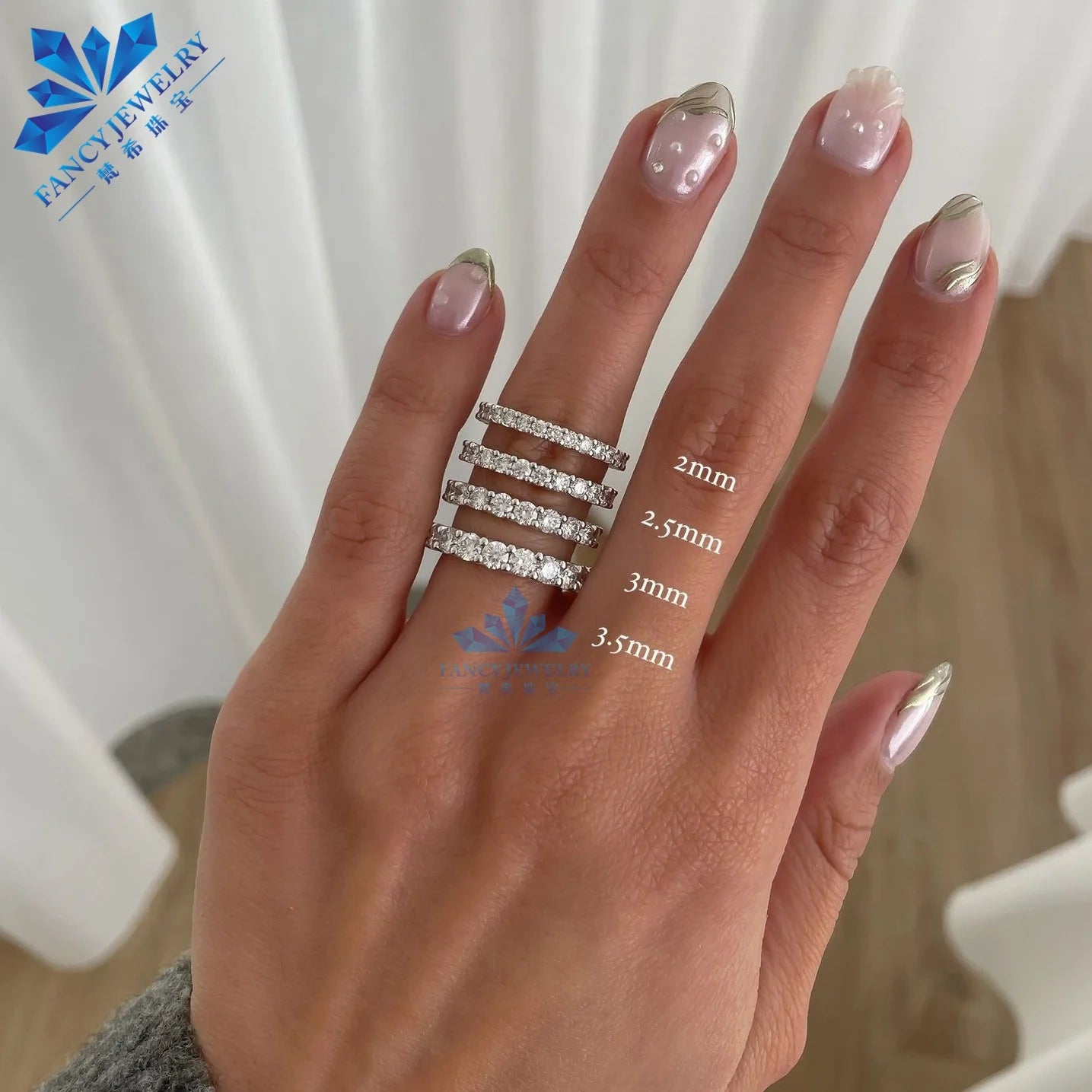 Wholesale Price Fine Jewelry 14K Gold Prong Setting Round Shape 1.6mm - 3.5mm Moissanite Diamonds Ring for Women Gift