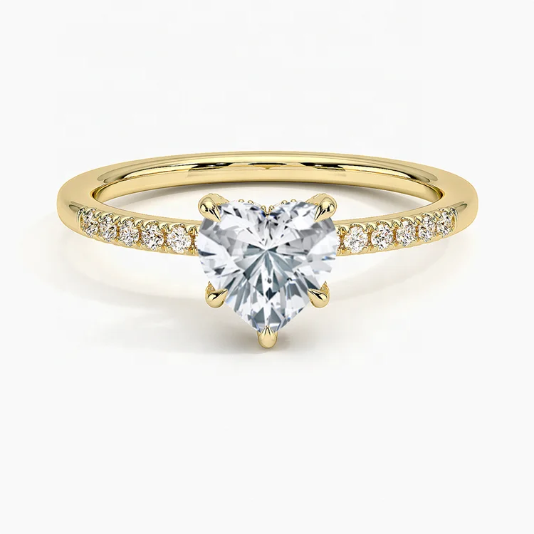 Romantic Heart Cut Lab Created Diamond 18K White Gold Diamond Ring for Women