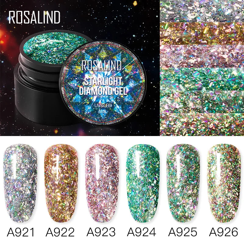 ROSALIND 5ML Neon Rainbow Nail Gel Polish Hybrid Varnish Platinum Gel Painting Set For Manicure Semi permanent Base top Gellak