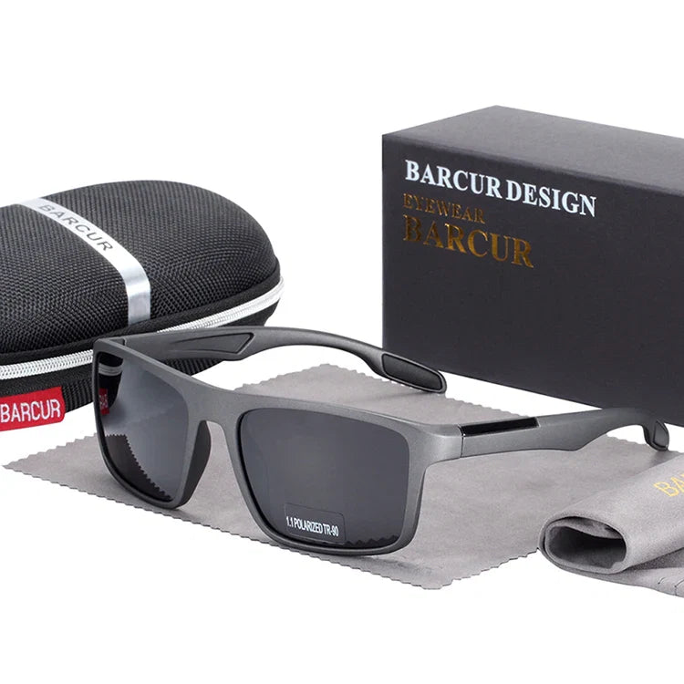 BARCURTR90 Ultralight Polarized Sunglasses for Men Vintage Square Eyewear with UV400 Protection for Summer