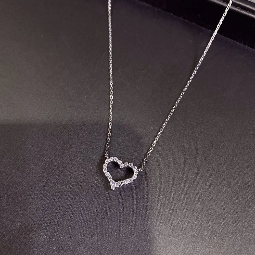 New Simple 18k Solid Gold Jewelry 14k Gold Om Heart Shape Pendant Yellow Gold Necklace
