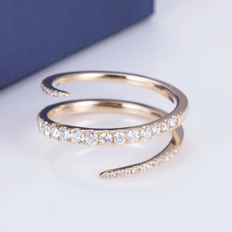 Messi Jewelry MS-565 14k Gold  Elegance Spiral Customized Lab Diamond Ring