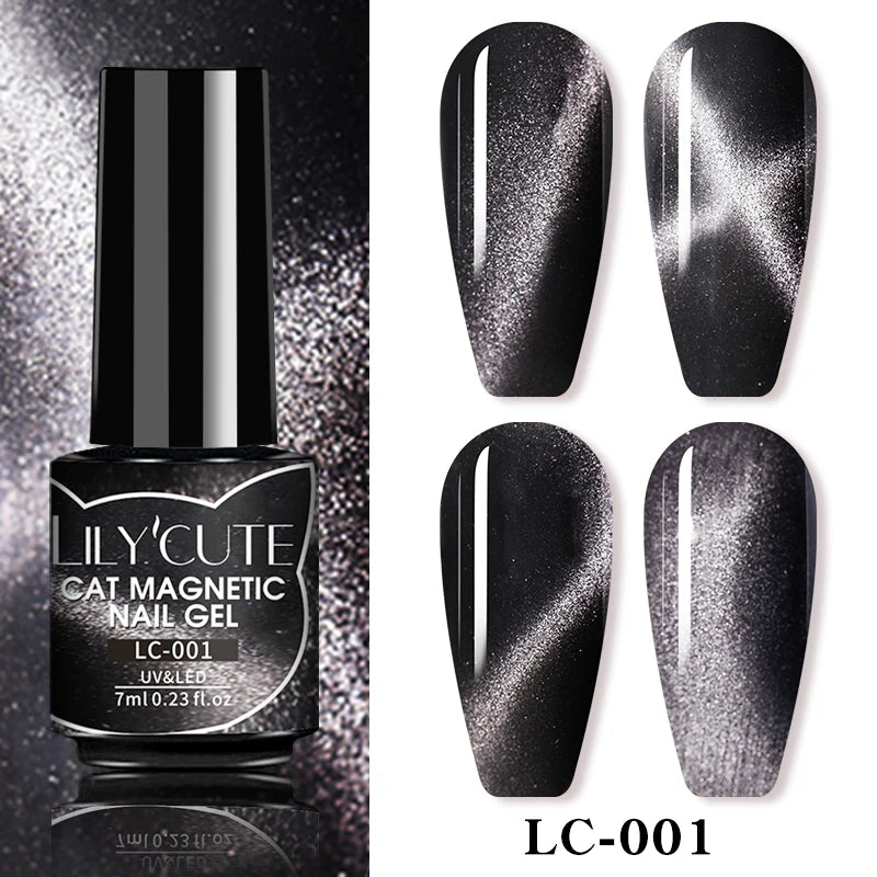 LILYCUTE 7ml Reflective Glitter Cat Magnetic Gel Nail Polish Semi permanent Soak Off UV LED Varnish Nail Supplies
