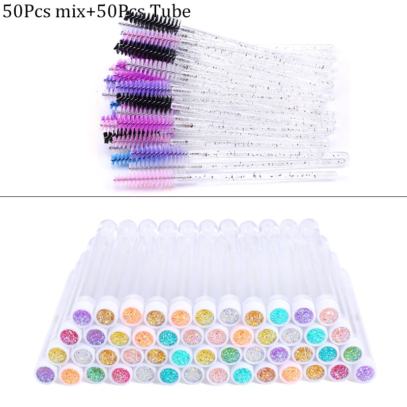 Reusable Eyebrow Brush Tube Disposable Eyelash Brush Eyebrow Brush Replaceable Dust-proof Sparkling Broken Diamond Makeup Brush