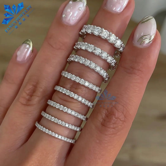 Wholesale Price Fine Jewelry 14K Gold Prong Setting Round Shape 1.6mm - 3.5mm Moissanite Diamonds Ring for Women Gift