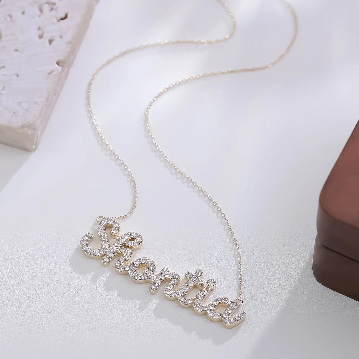Personalized Name Lab Grown Diamond Necklace Jewelry 10k/14k/18k Solid Gold Lab Diamond Custom Letter Pendant Necklace