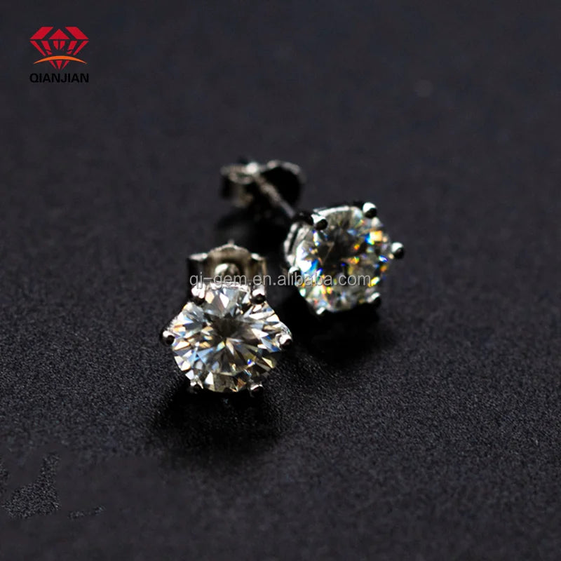 Classic 14k Gold 6 Claws Stud Earrings IGI CVD HPHT Lab Grown 1ct D VVS1 Diamonds High Quality Dazzling Diamond Jewelry
