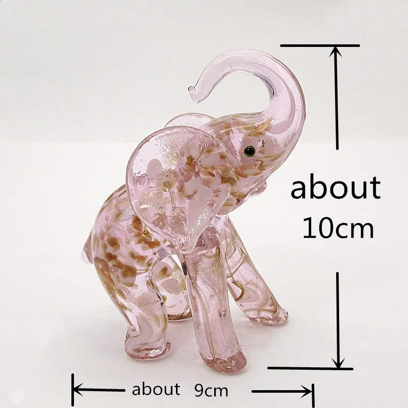 Pink Glass Elephant Art Figurine Ornaments European Style High Grade Gifts Home Decor Cute Handmade Animals Small Statues