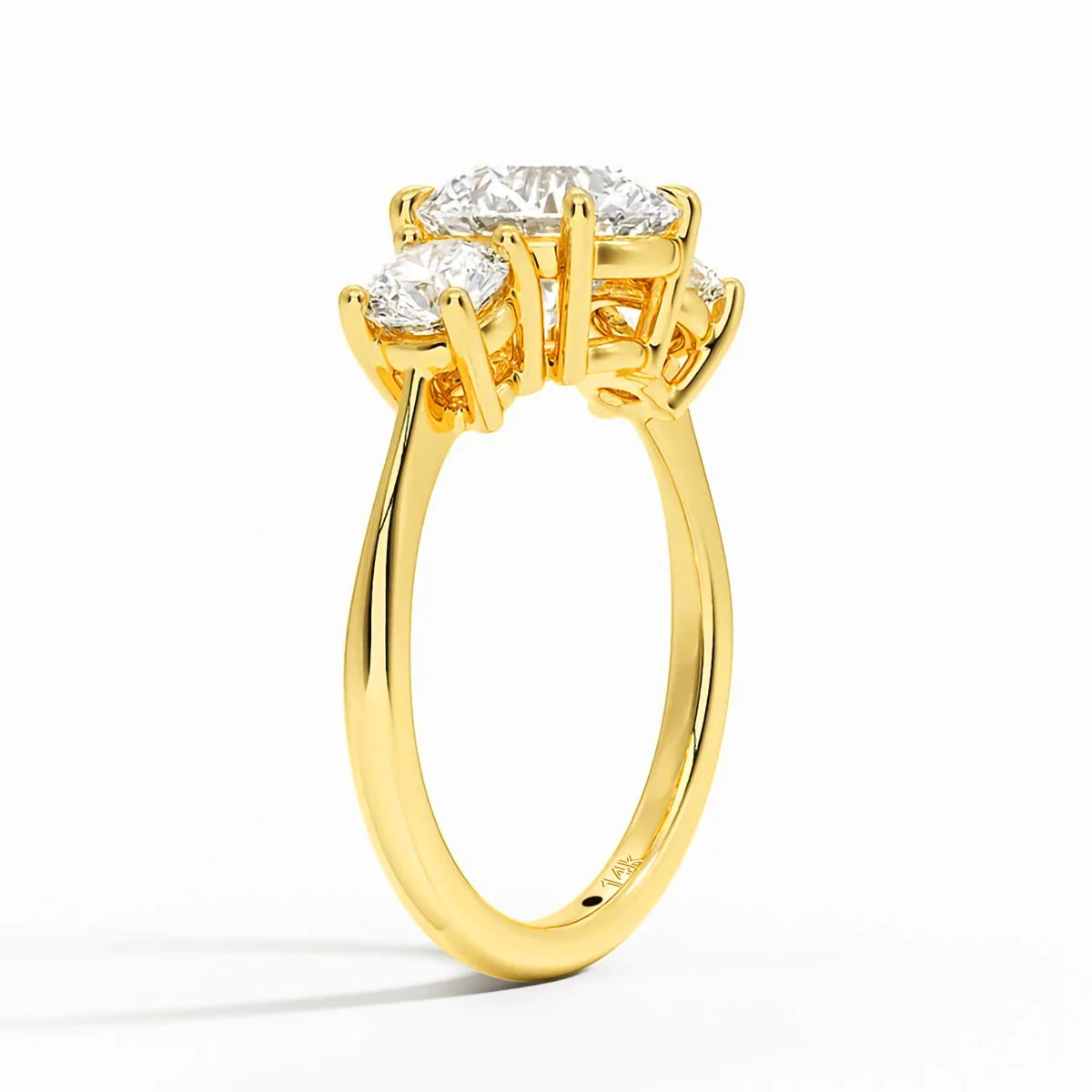 Fine Jewelry Manufacturer Women Anillos Valentine's Day Gift Classic 4 Prong 3 Stone Moissanite Hollow 14K Gold Ring
